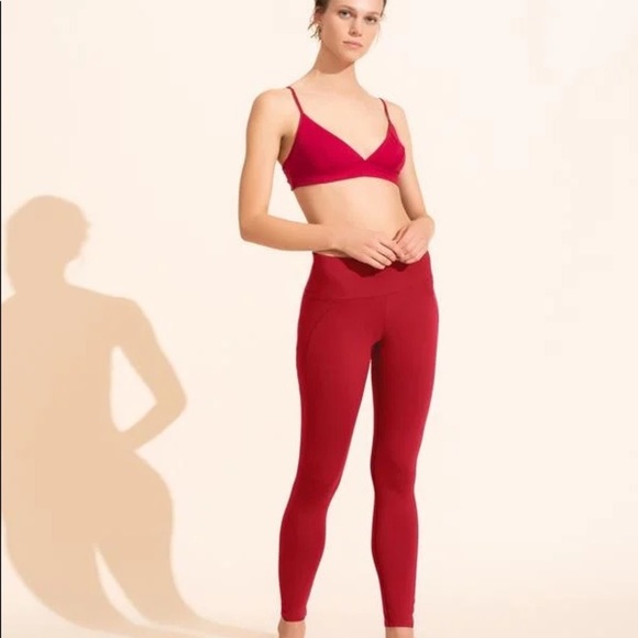 NWT E. Leoty full length red stretchy leggings tights running size extra small - Picture 6 of 6